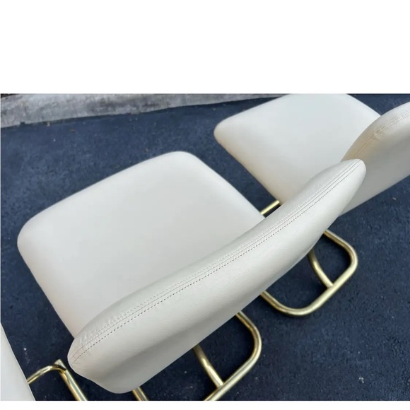 Vintage counter stools DIA brass & cream leather JEANS SHIRT JACKET SHOES - Picture 2 of 12